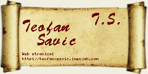 Teofan Savić vizit kartica